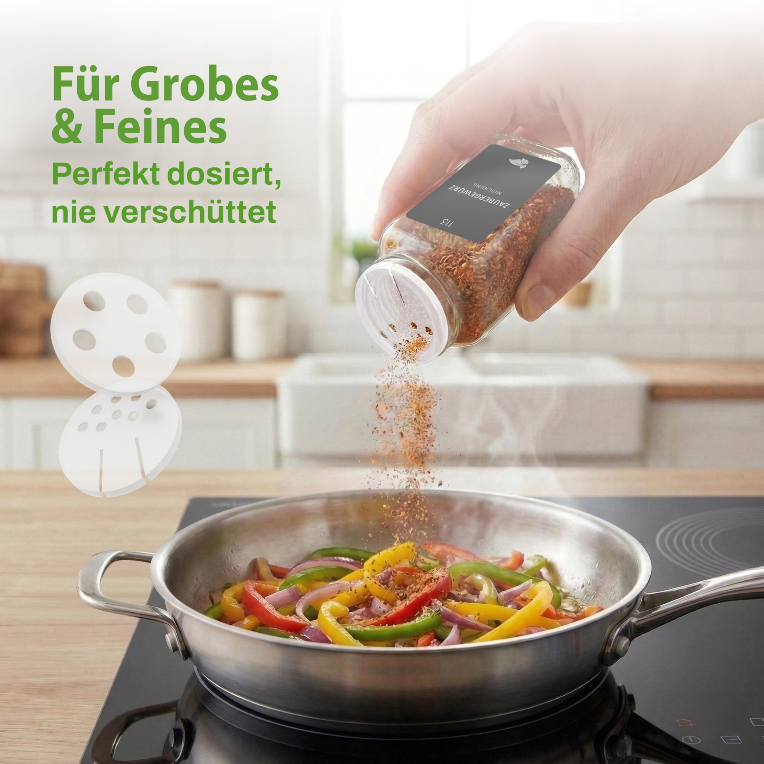 LAEVU Gewürzgläser eckig Edelstahl | 24 Stk. à 120 ml – 10,5 x 4,5 cm | Gewürzstreuer Set für mehr Ordnung in deiner Küche | Gewürz Organizer Komplettset mit viel Zubehör