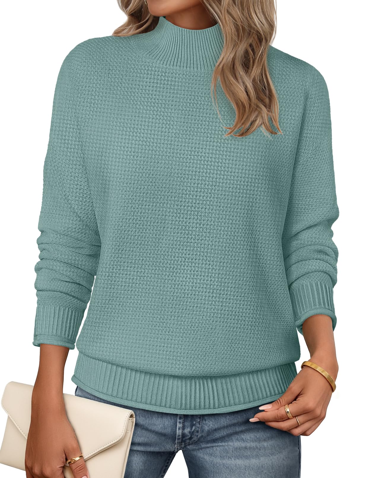 MEROKEETY Womens Turtleneck Long Sleeve Fall Cozy Knit Sweater 2026 Trendy | Loose Pullover, Ribbed Hem, Solid Color, Drop Shoulder, Casual Jumper Top, Cozy Outfits, Fall Fashion, Warm Winter Clothing