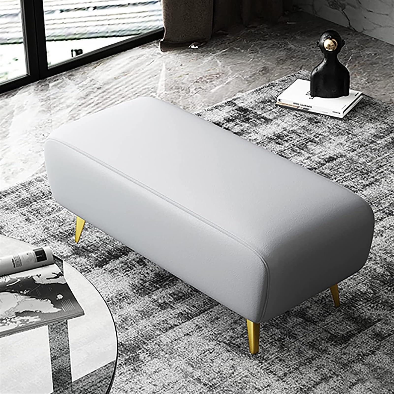 Banc en similicuir bout de lit moderne et coffre à chaussures entrée rembourré