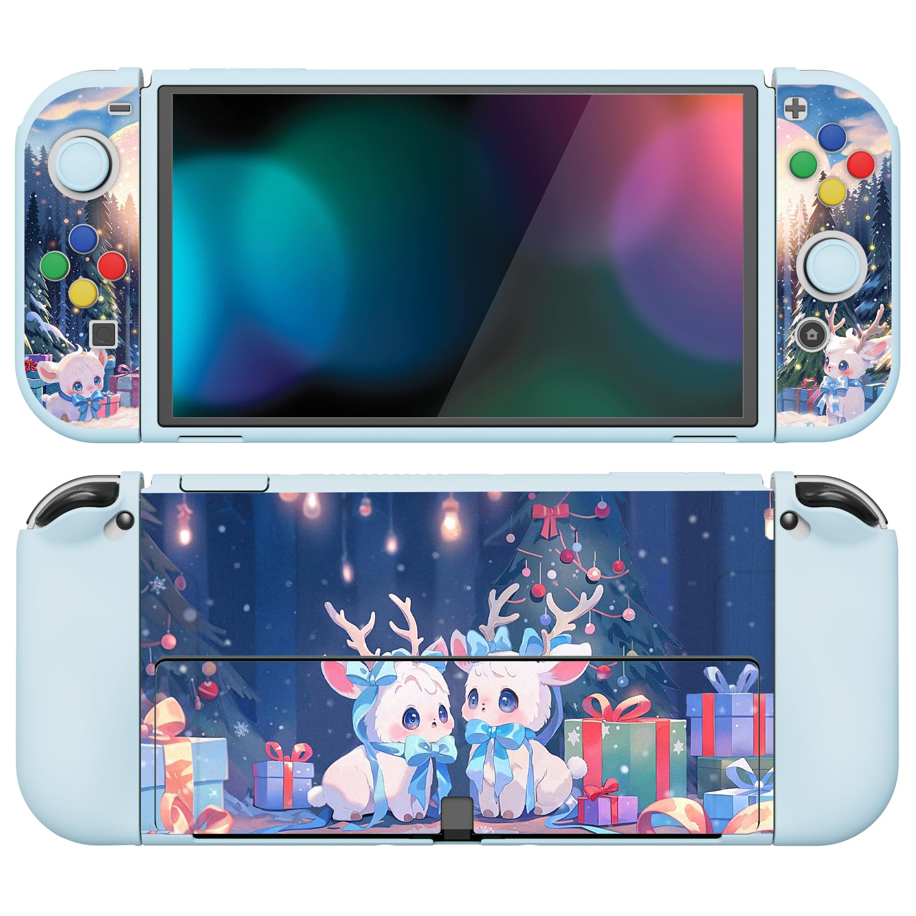 PlayVital Funda Suave para Nintendo Switch OLED - Carcasa Protectora Ergonómica para Joy-con, Grip Antideslizante con Tapas de Joysticks y Botones ABXY & Dirección (Gatos en Piscina) — view 27
