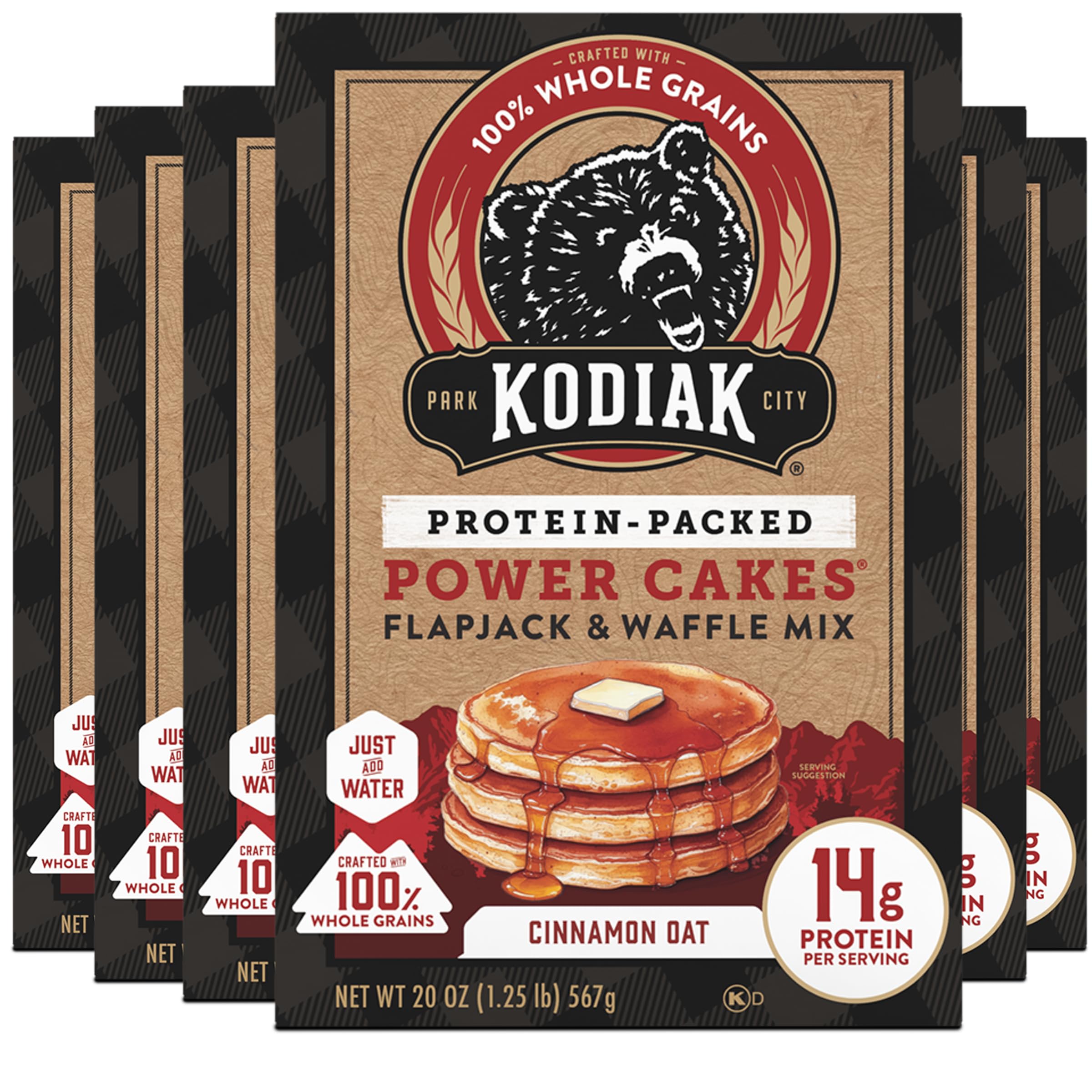 Kodiak Cakes Cinnamon Oat / 20 Ounce (Pack of 6) / Cinamon Oat Pancakes & Waffles
