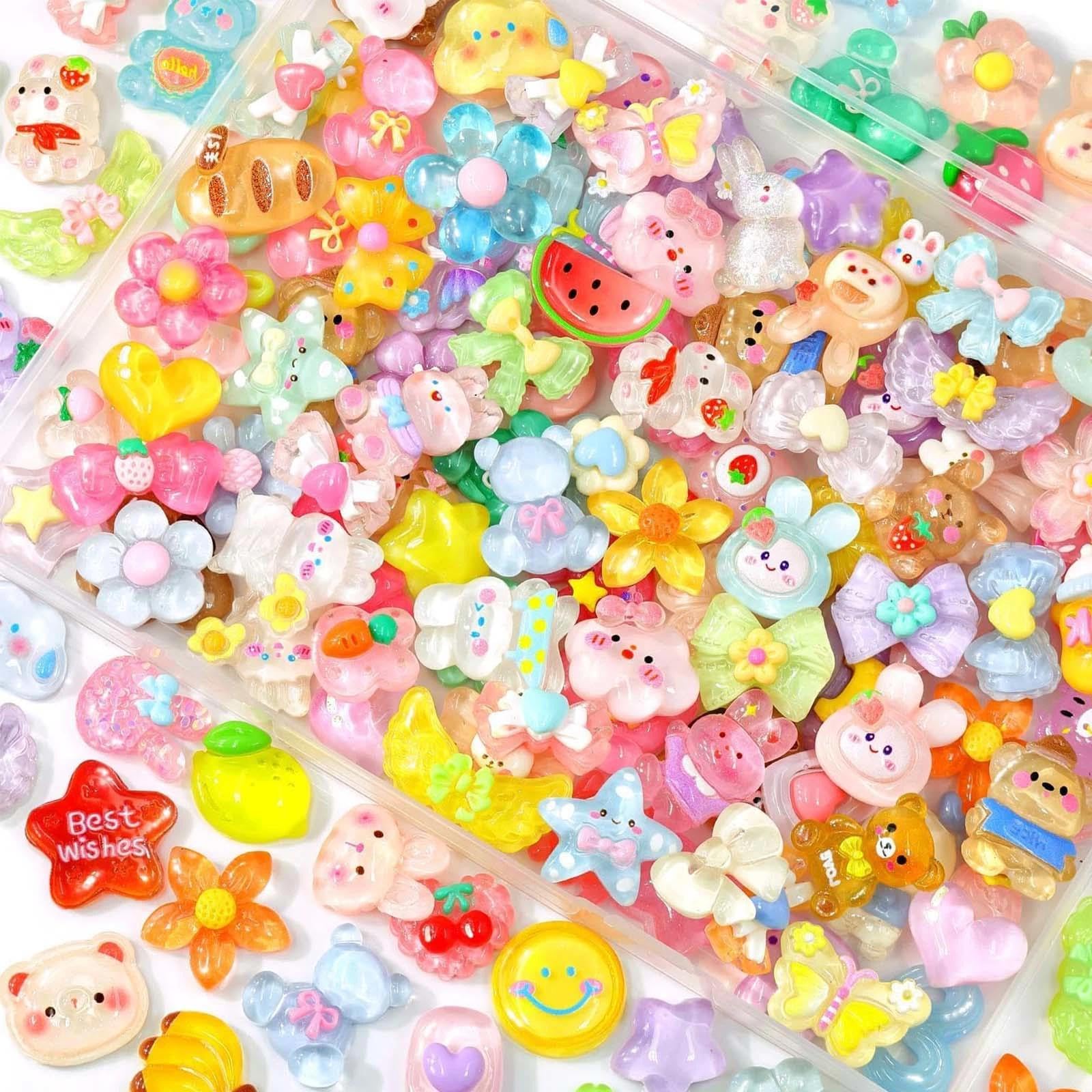 50 PCS Unidades Adornos de Slime Multicolor, Mini Accesorios Kawaii, Adornos de Gelatina y Resina Plana, para Fundas de Móvil, Decoración de Uñas, Manualidades, Scrapbooking y Decoración DIY