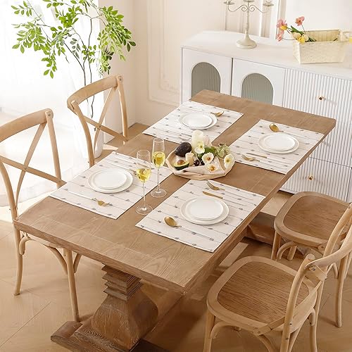 Miniatura 2 de Tosleo Juego de 4 manteles individuales bohemios de 13 x 19 pulgadas para decoración de mesa de comedor, manteles individuales de tela tejida para