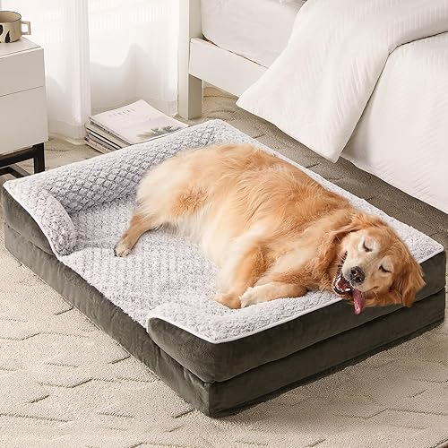 Miniatura 9 de Camas ortopédicas para perros grandes, cama impermeable para perros, cama de espuma para perros grandes, cama grande para mascotas con funda de