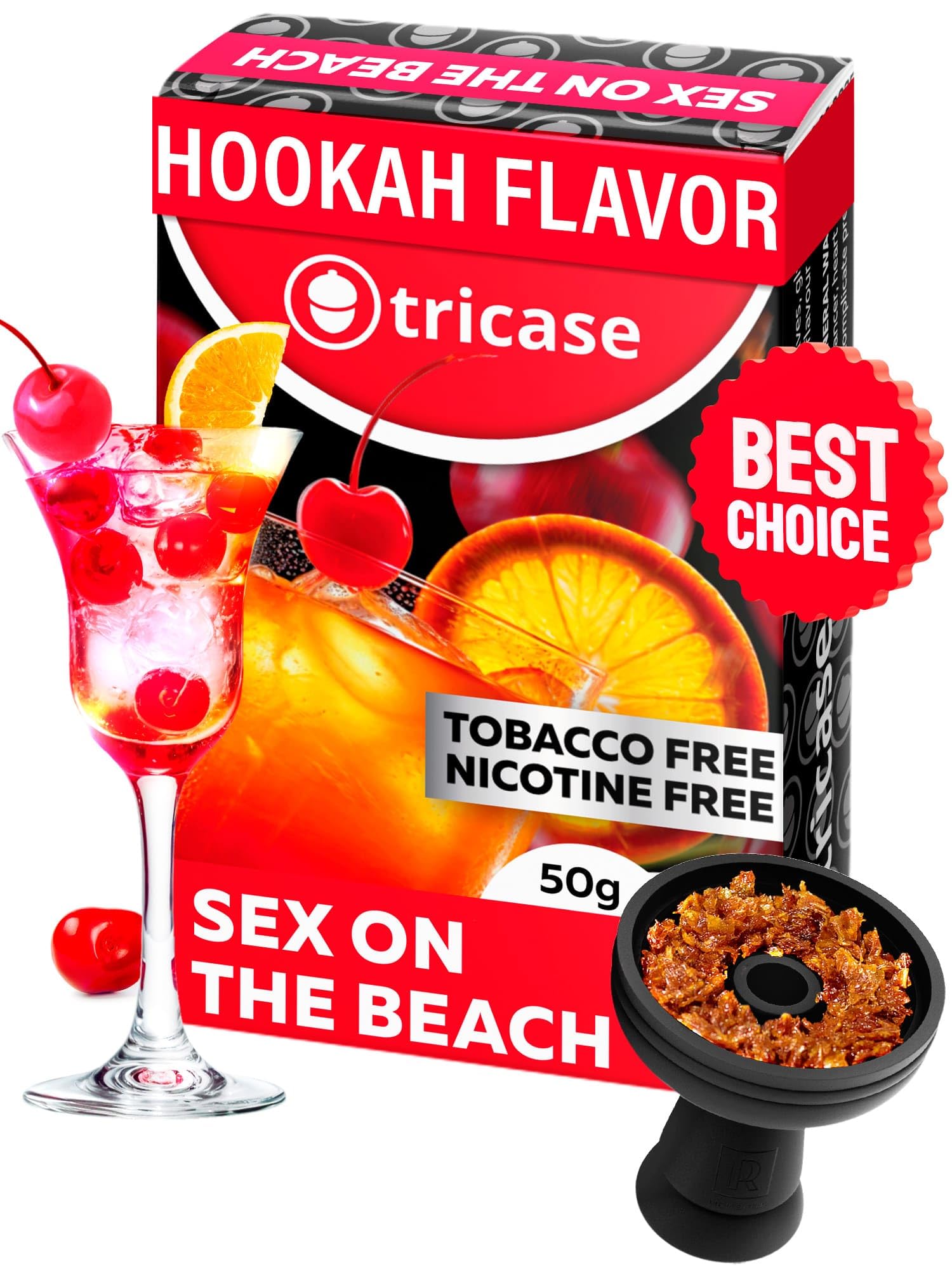Hookah Flavors Sex on the Beach 1.7 ounce - Orange, Lemon & Tropical Mix Hookah Shisha - Tea Leaves Herbal - Hookah Tobacco & Nicotine Free Shisha with Real Organic Shisha Hookah Flavors 50 Gram