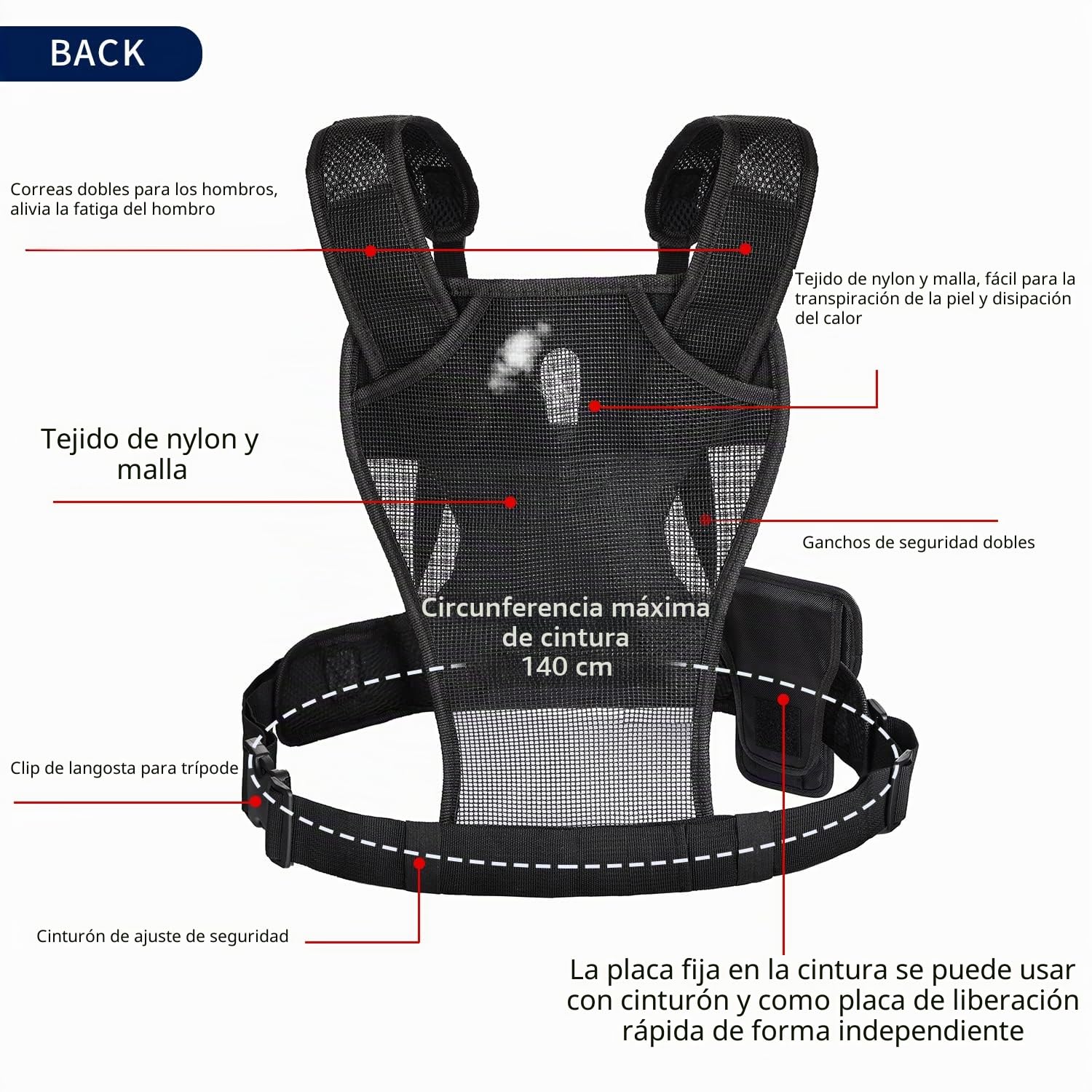 SEVEVEAK Arnés de cámara dual, SK-MSP01 Sistema de chalecos en el cofre múltiple con funda lateral para Canon 6d 600D 5D2 5D3 NIKON D90 Sony A7S A7R A7S2 Panasonic Olympus DSLR Viaje de boda Viaje