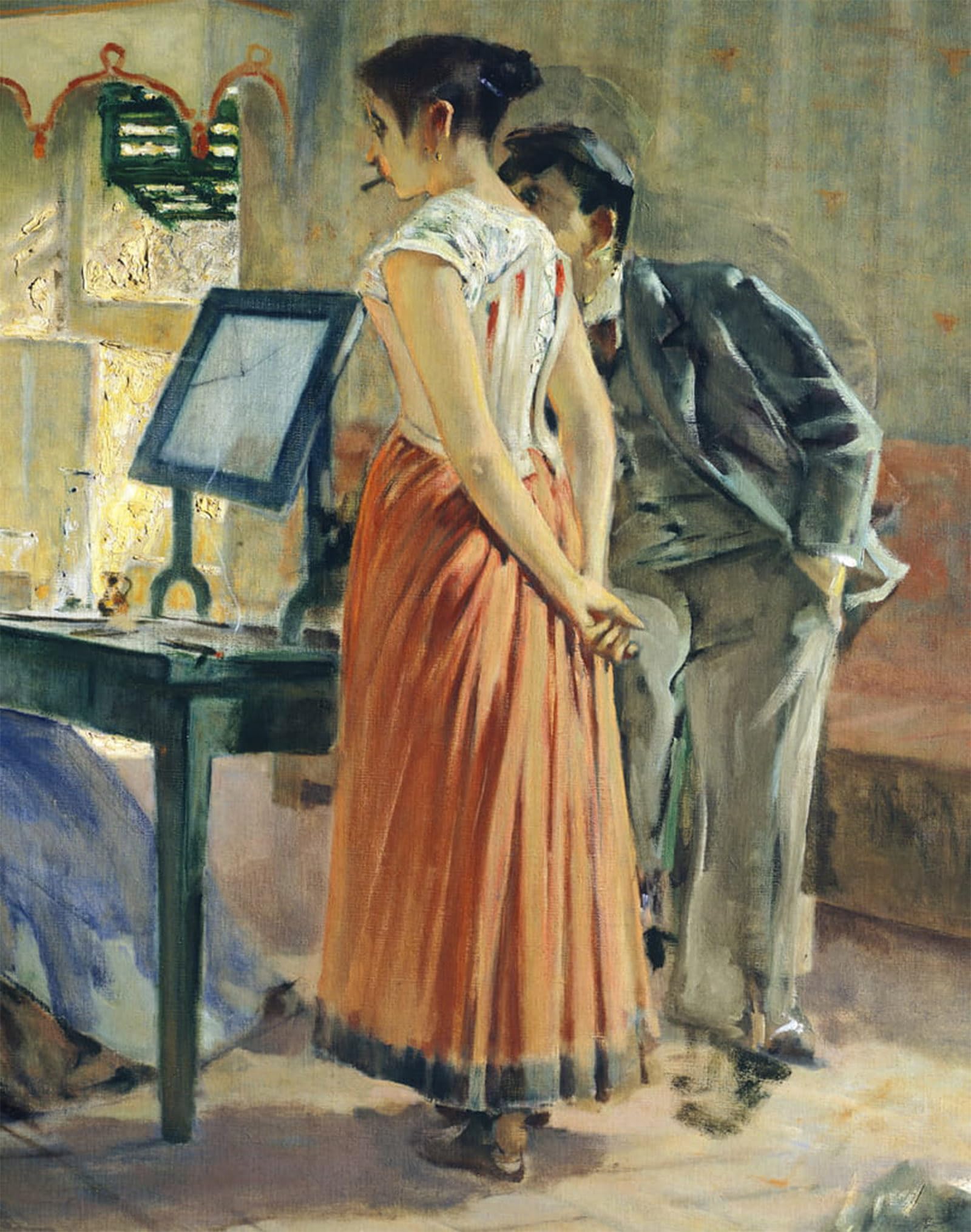 HRJUBWREE Retro Picture Art Painting Wall Poster Morning Toilette by Telemaco Signorini Vintage Art Print for Home Decor 60x90cm