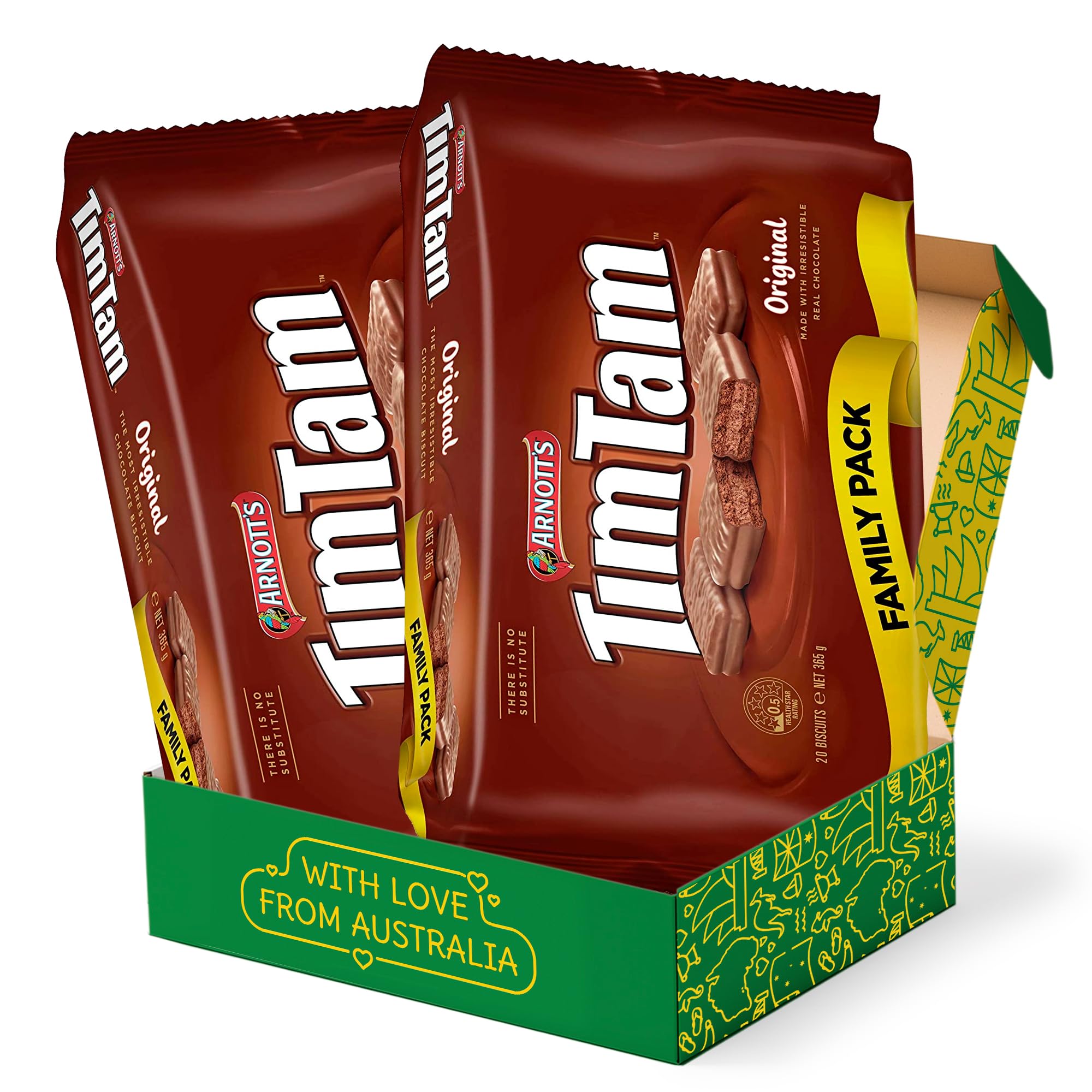 Tim Tam Original Family (2 Pack) - Australian Chocolate Biscuits Snacks Includes 40 Pieces - Gift Box - Shipped from Australia