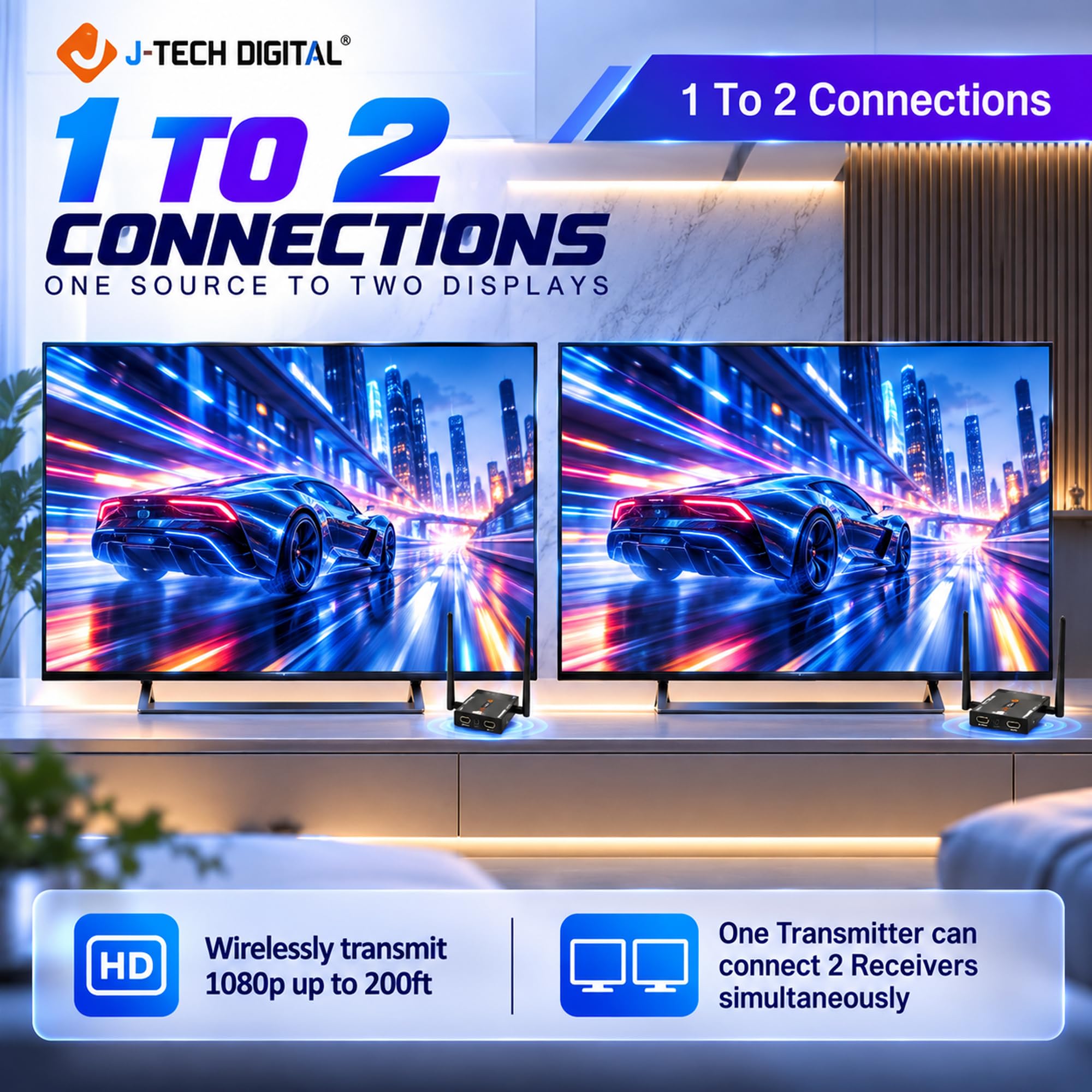 Wireless HDMI Extender - 200ft Range, Dual Antenna -4 Wireless HDMI Extender - 200ft Range, Dual Antenna -4