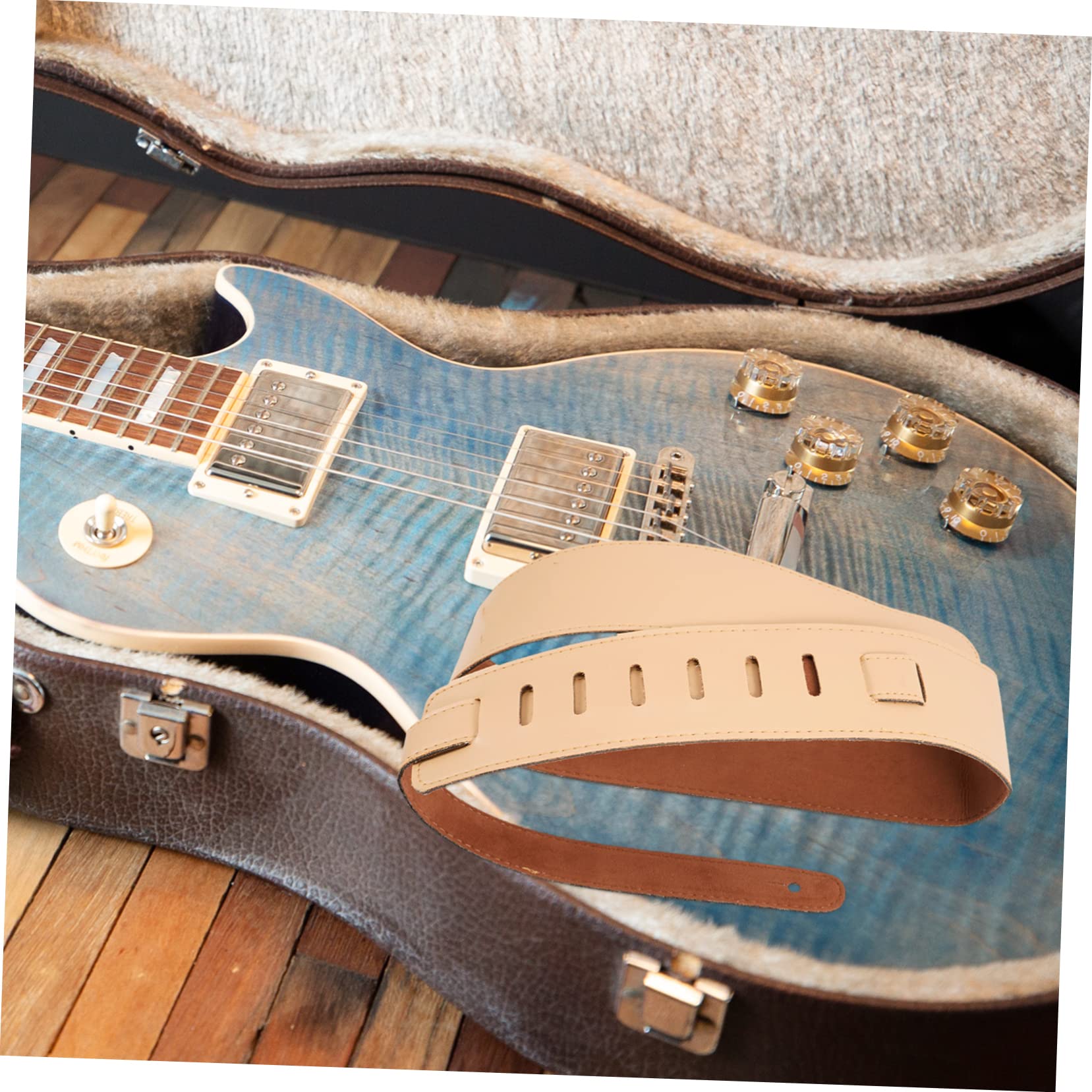 ibasenice 4stücke Verstellbarer Gitarrengurt Aus Pu-leder Mit Hervorragender Haltbarkeit Ergonomischem Design Und Zubehör Für Akustische Und Elektrische Gitarren Für Musiker Die Komfort
