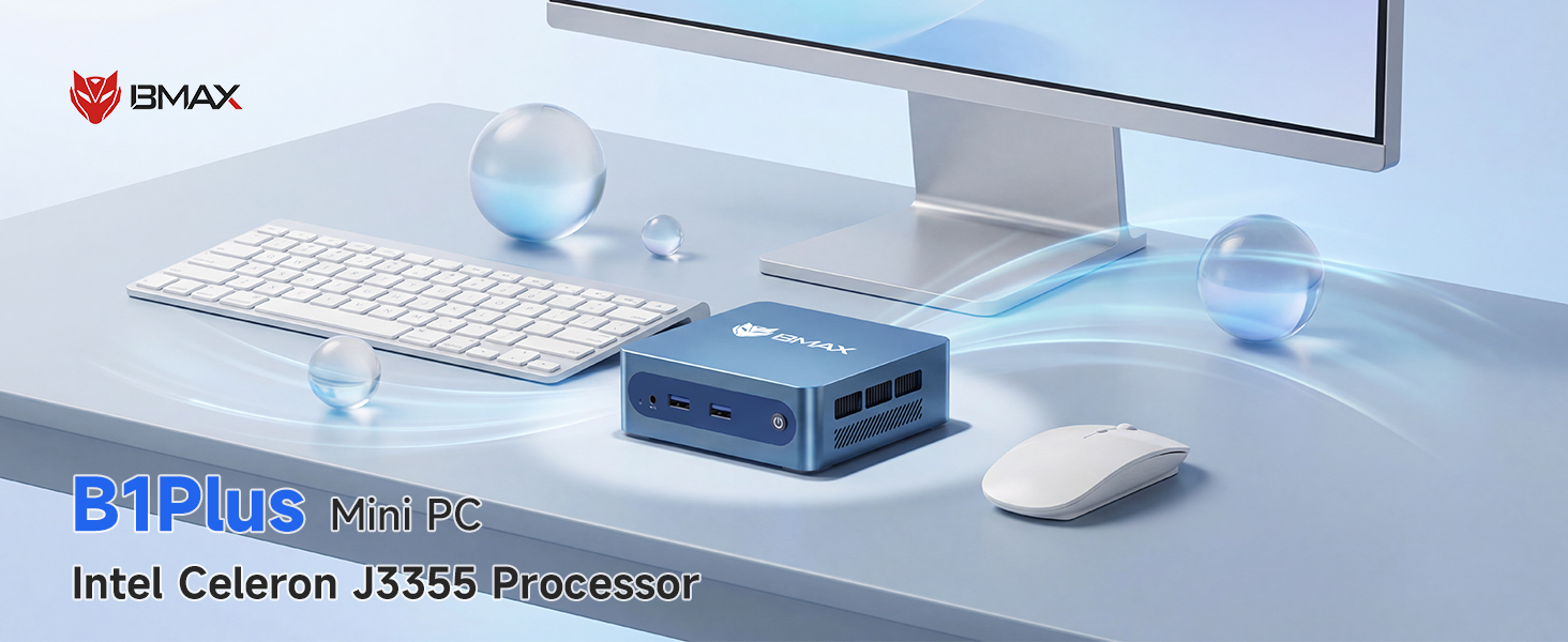 BMAX B1Plus Mini PC, Intel Celeron J3355 (up to 2.5 GHz) Mini