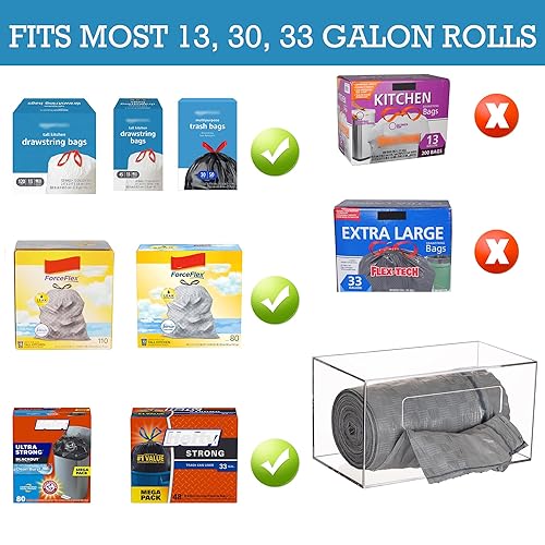 Miniatura 8 de Aphbrada Extra Large Trash Bag Dispenser Roll Holder, Wall Mount Acrylic Garbage Bag Dispenser Roll Holder for Kitchen Cabinet, Trash Waste Bin