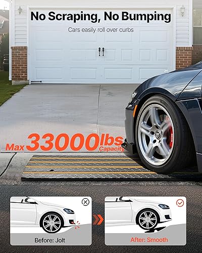 Miniatura 2 de VEVOR Rampa de bordillo paquete de 2 rampas de goma para entrada rampa de umbral de capacidad de peso resistente de 32000 libras rampas de puente de