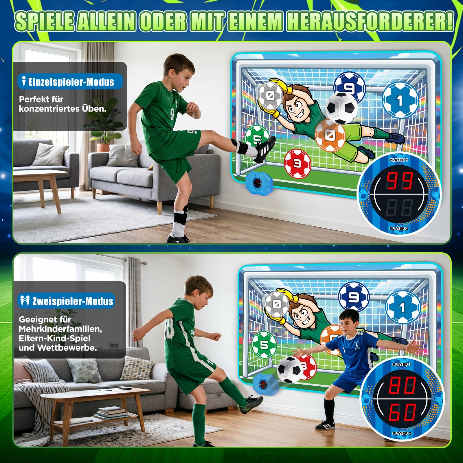 MOMUSE Fußballspielmatte, Elektronisches Punktesystem Fußballspielzeug
