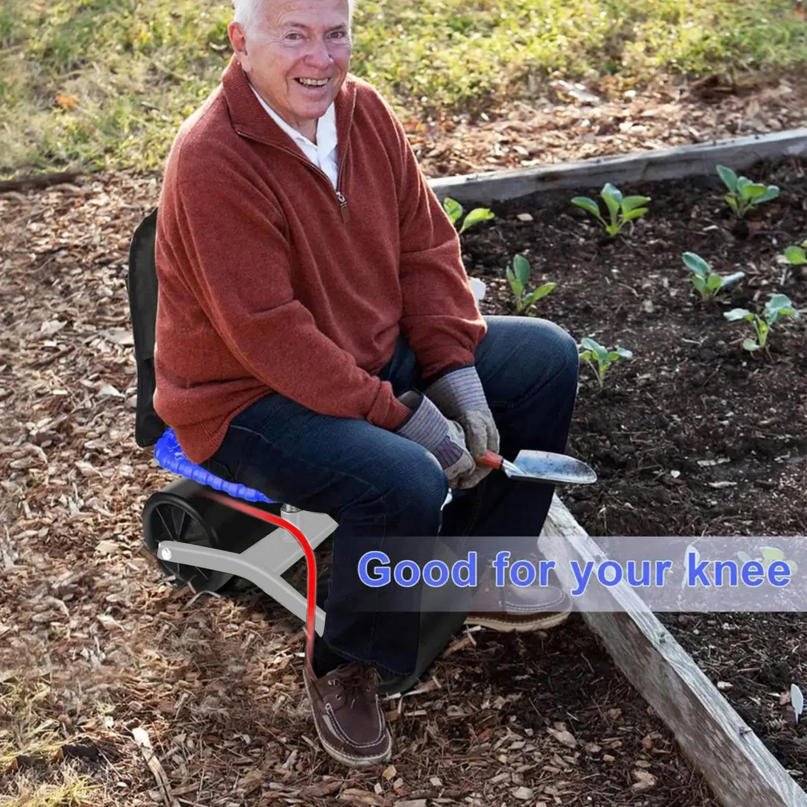 360 Grad Drehbarer Gartensitz Mit Einstellbarer Höhe | Gartenwagen Rollhocker | Gartensitz Mit Rollen | Robuster Gardening Workseat Rollhocker Für Den Garten Im Freien