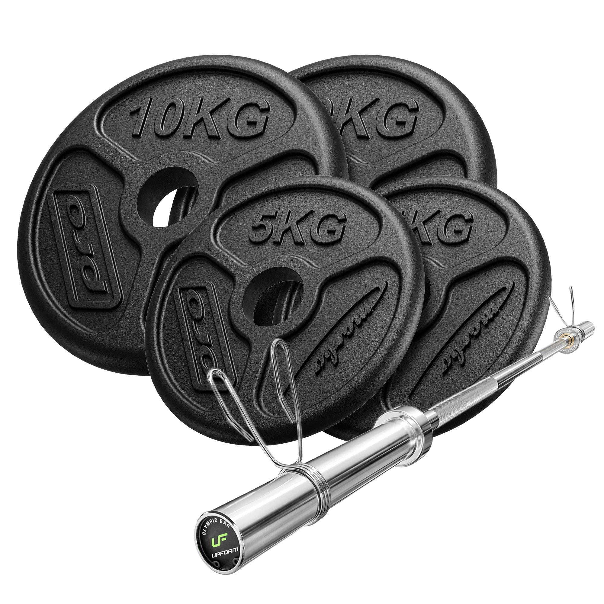 Marbo Sport Set di manubri in ghisa Olympia con bilanciere 180cm ø50mm, Ez-Barra 120cm ø50mm, Barre per manubri 50cm ø50mm e Pesi | Impostare 45 kg/55 kg/65 kg/75 kg tra Cui Scegliere | Made in UE