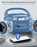 Vista 5 de Greadio Boombox CD Player Cassette Player Combo, Boom Box Portable CD Players for Home with Bluetooth, Support AM FM Radio/Remote