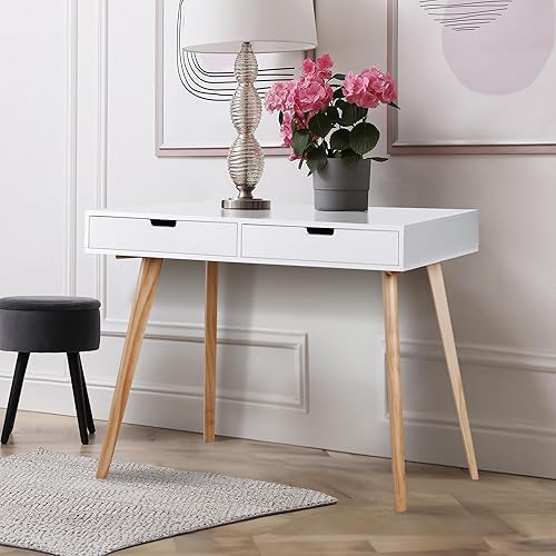 Miniatura 5 de ZENY Escritorio pequeño para computadora de 39 pulgadas, mesa de escritura moderna, escritorio de oficina en casa para dormitorio y estudio,