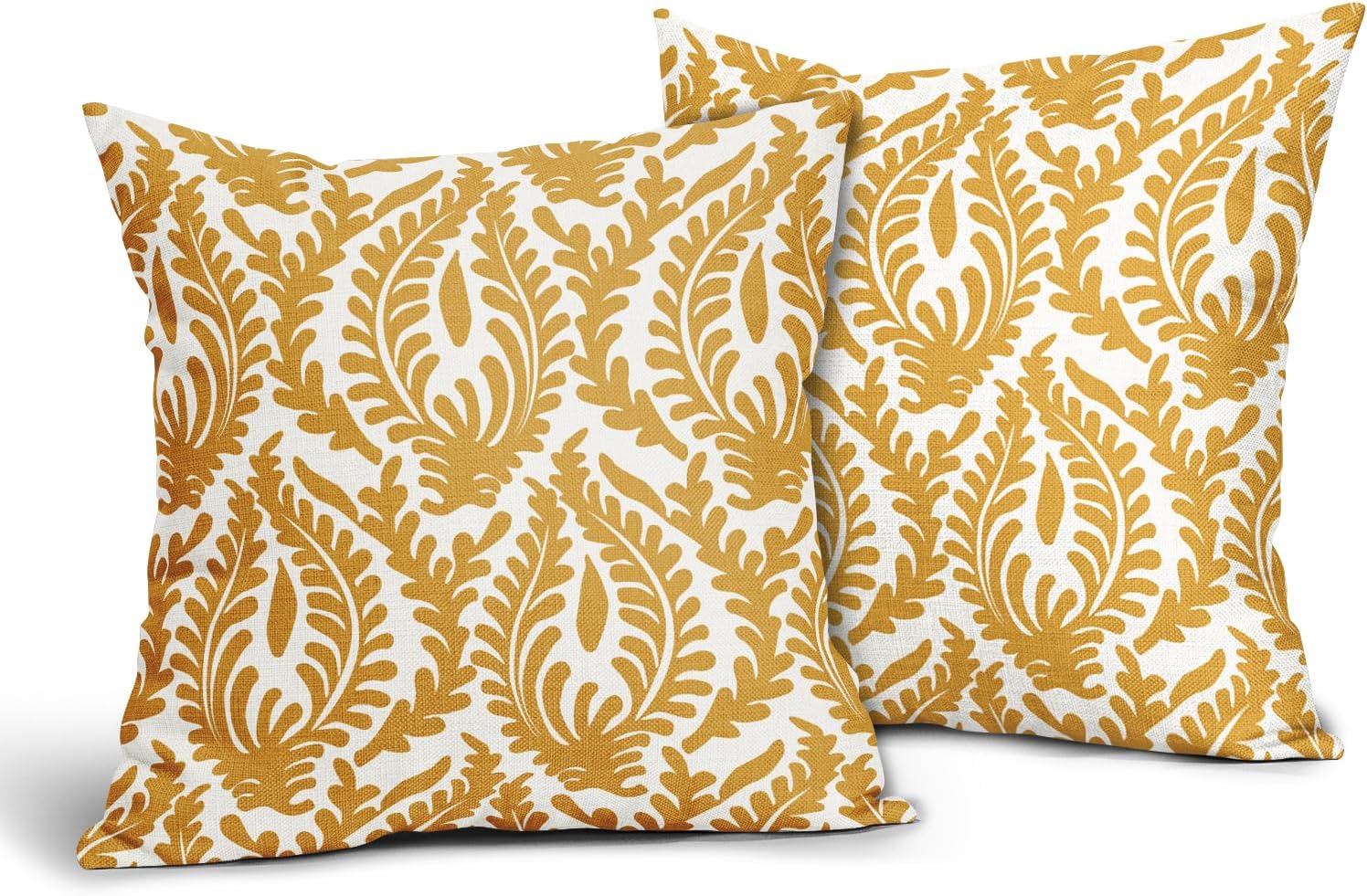 Yellow and White Ethnic Boho Pillow Covers 2 Packs 18x18 Inch Bohemian Paisley Throw