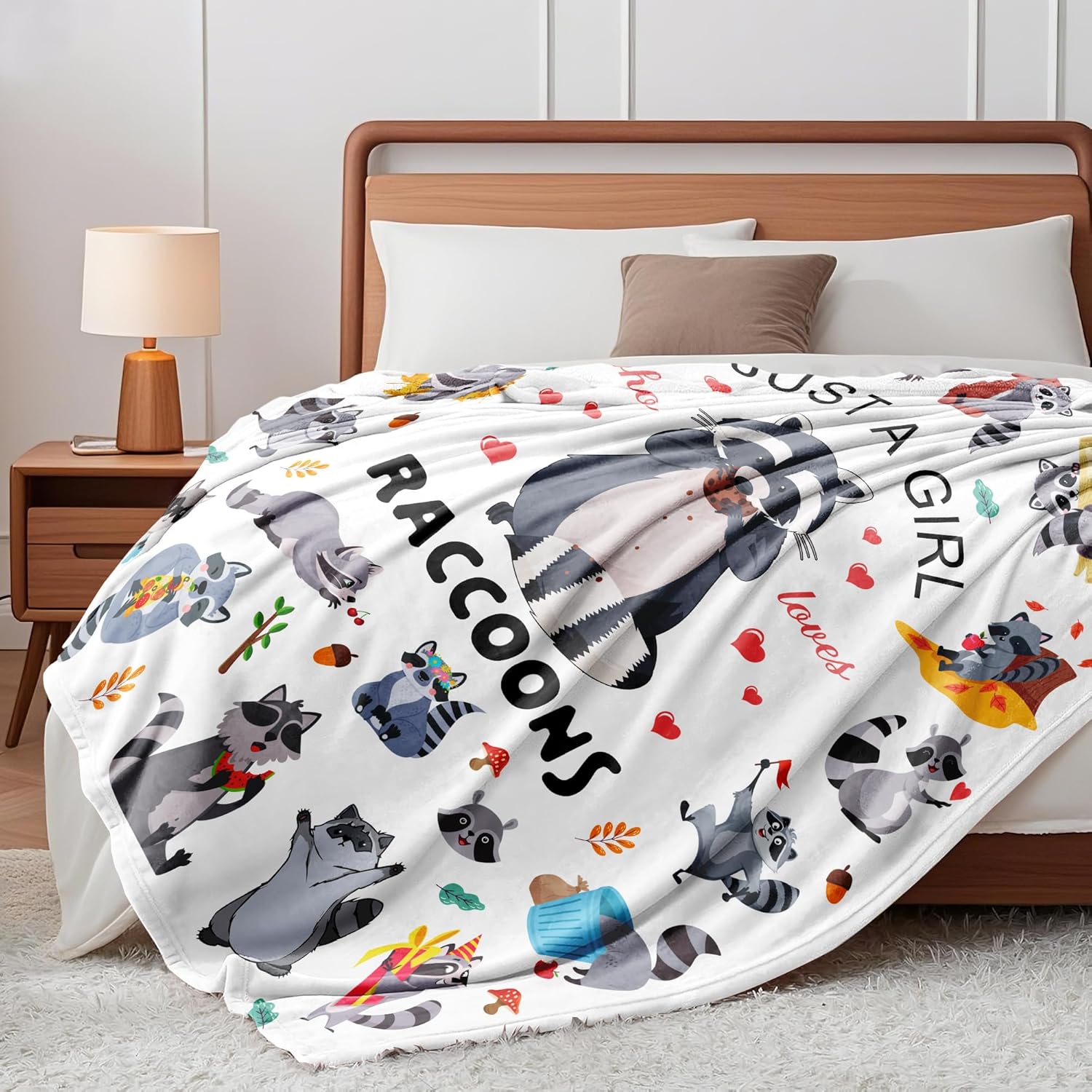 Raccoon Blanket Gifts for Raccoon Lover Raccoons Themed Gifts for Women Kids Adults Soft Flannel Raccoons Throw Blanket 50"x40" - Image 6