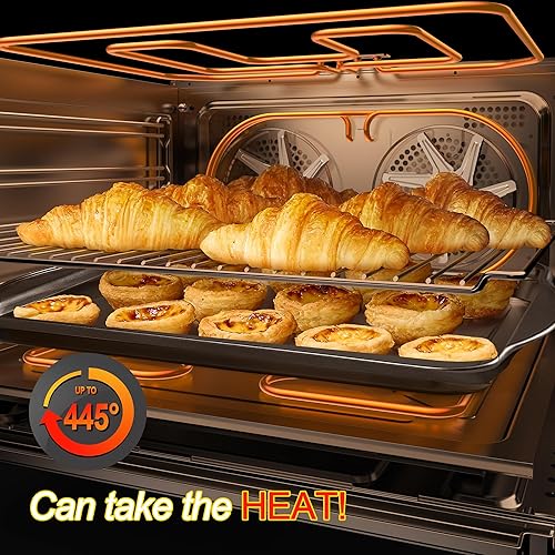 Miniatura 5 de Juego de 4 bandejas de galletas para hornear, juego de bandejas antiadherentes para hornear, acero al carbono resistente, juego de sartenes para