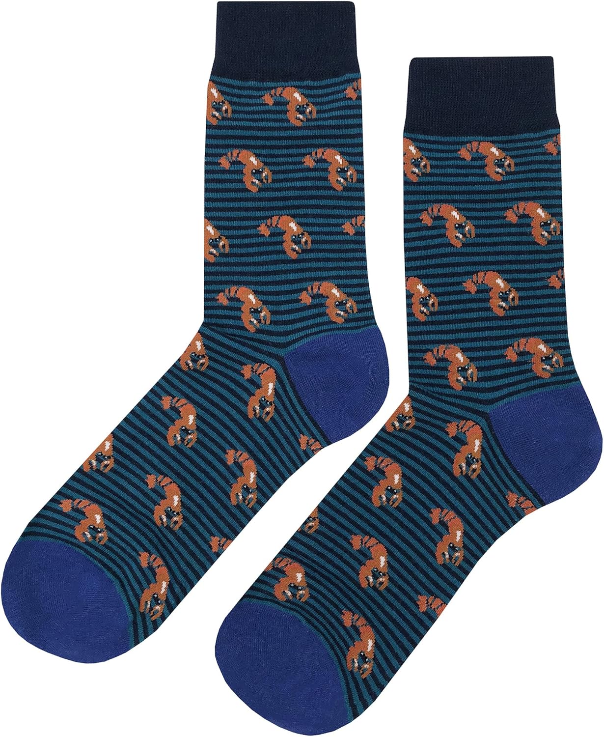 Stripe Lobster Dress Socks Funny Novelty Crazy Fun Design Men Size 8-12 Cotton Casual Crew Colorful Funky Fancy Socks Gift for Men