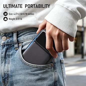 Portable Charger with Wall Plug, 20000mAh Power Bank 22.5W Fast Charging, Built-in Lightning & USB-C Cables, Plug in Portable Charger for Android Samsung iPhone, 4-in-1 Travel Charger