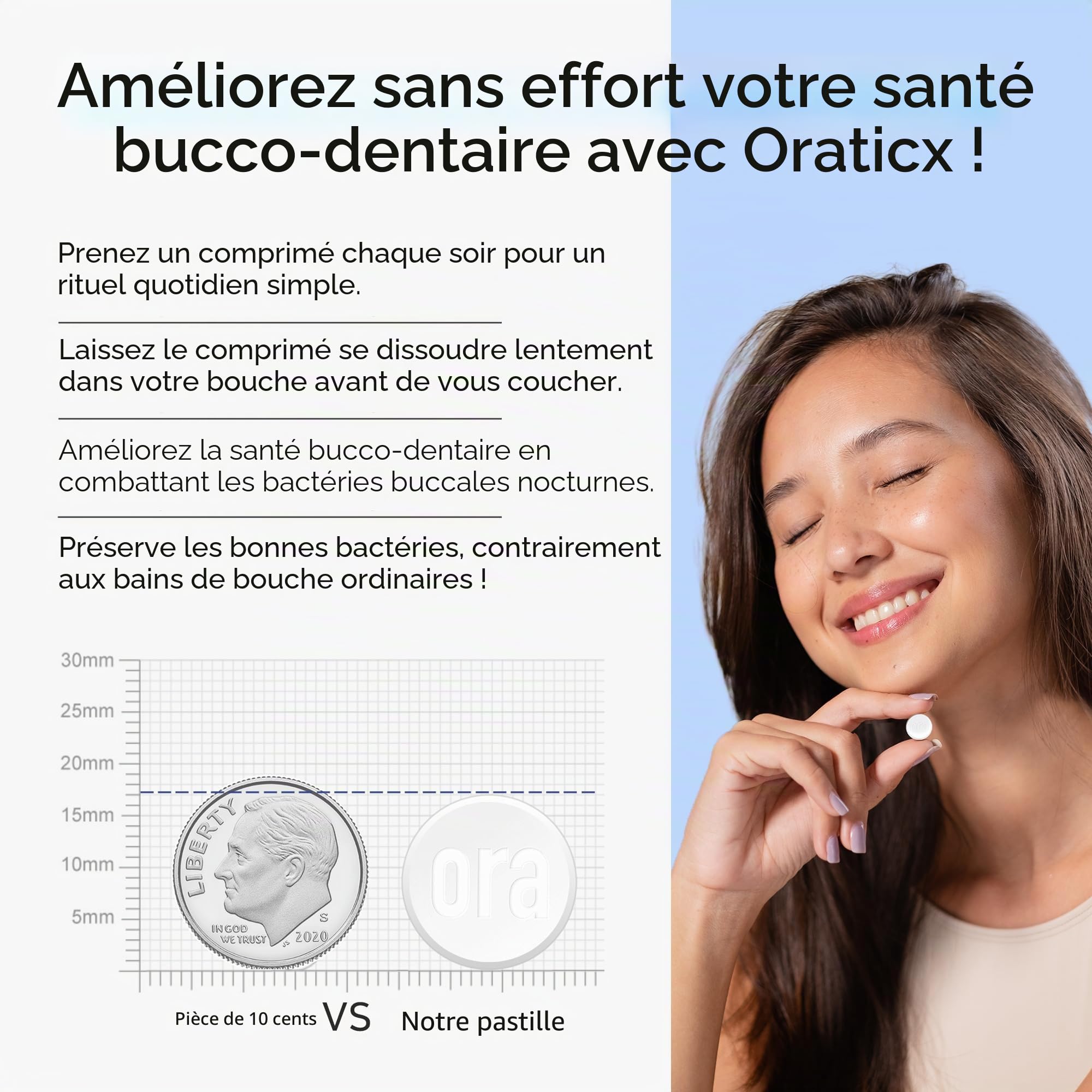 OraTicx Probiotique dentaire pour dents et gencives, soutient naturellement la santé bucco-dentaire et l'immunité, supplément de probiotiques oraux 8 milliards d'UFC, saveur raisin 30 pastilles 1
