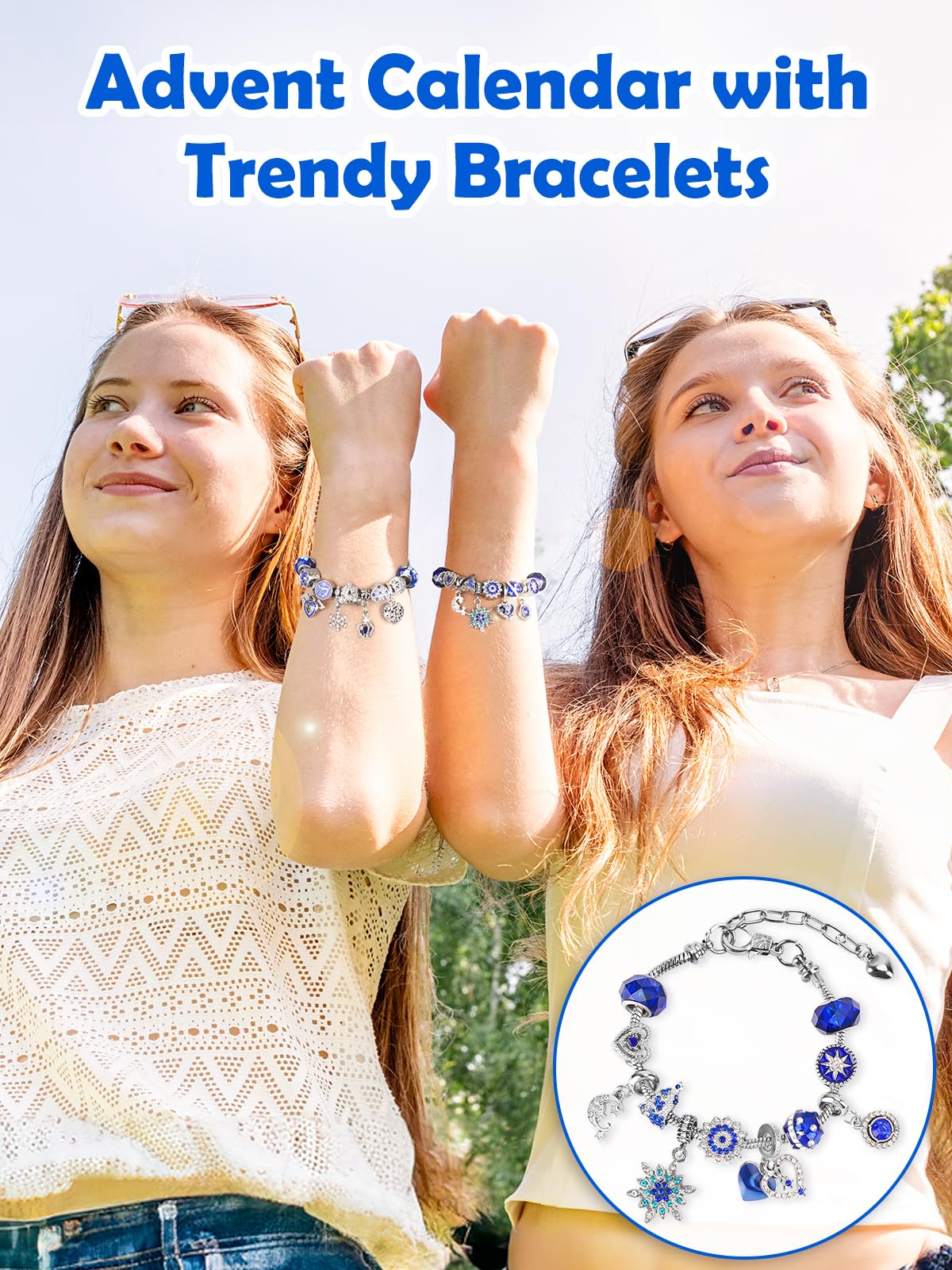 IZoeL Calendario Dell'Avvento Gioielli 2024 Per Donna E Bambina: Crea I Tuoi Bracciali Con 14 Ciondoli E Perline, Regalo Conto Alla Rovescia Natale