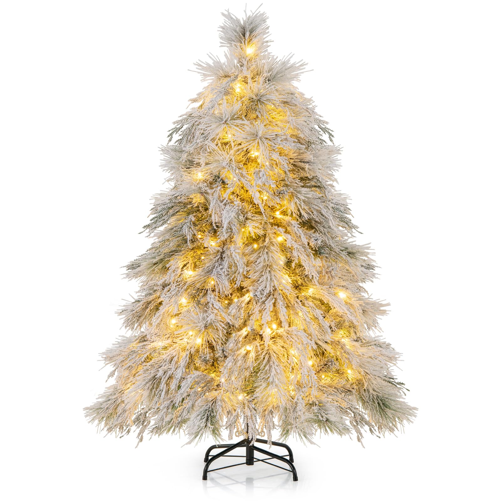Amazon.com: Goplus 4.5ft Pre-Lit Snow Flocked Christmas Tree