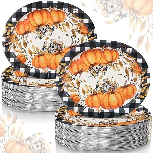 Umigy 100 platos de papel ovalados a cuadros de búfalo de Papá Noel, platos de papel desechables para árbol de Navidad, bandeja decorativa para