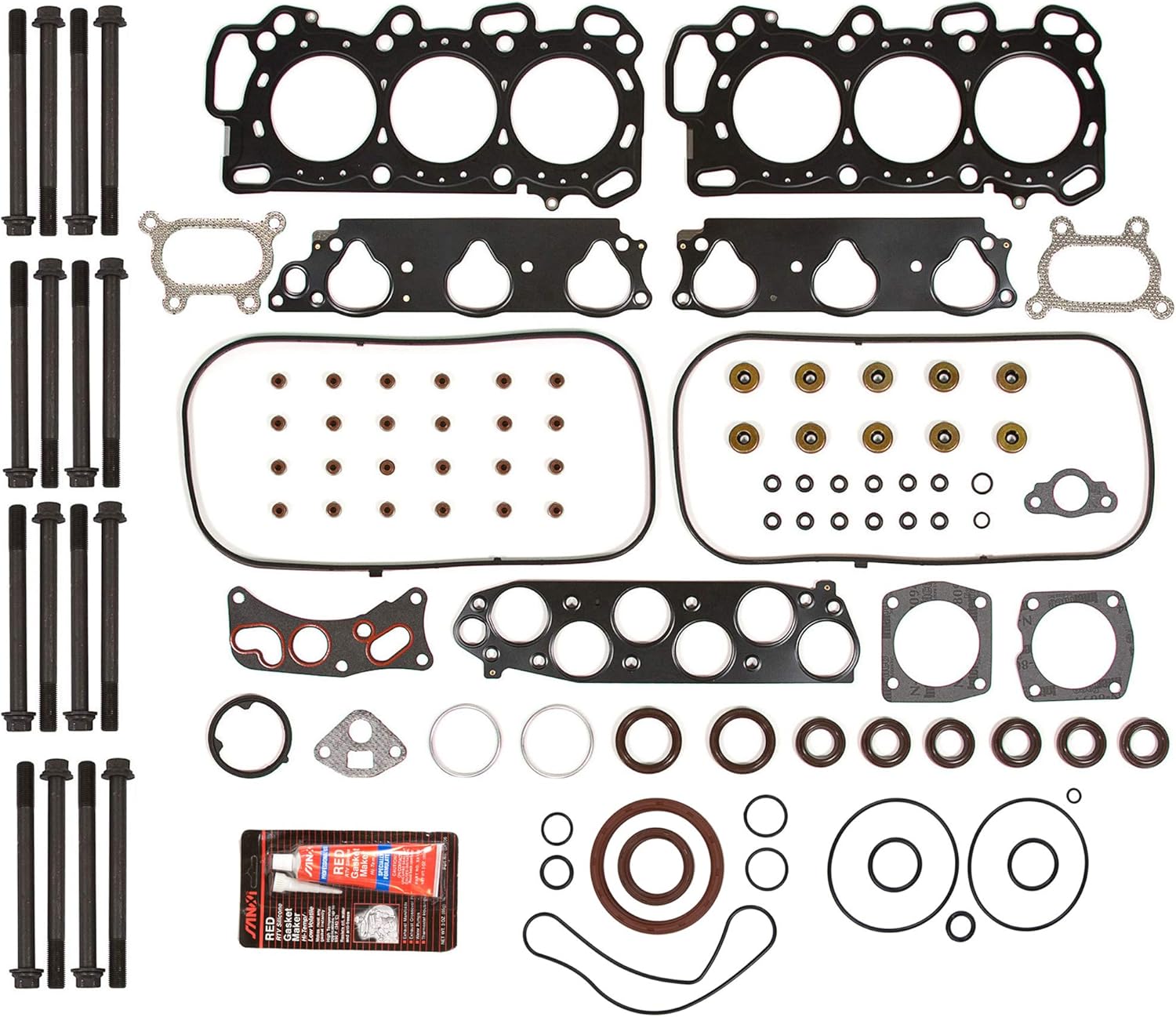 Evergreen FSHB4044 Full Gasket Set Head Bolts Fit 03-05 Honda Accord V6 3.0 SOHC 16V J30A4