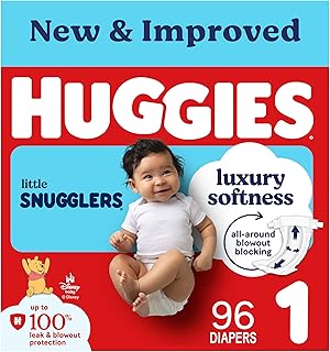 Huggies Size 1 Diapers, Little Snugglers Baby Diapers, Size 1 (8-14 lbs), 96 Count, Packaging May Vary