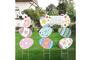 Easter Egg Topiary - Set of 3 Waterproof Lawn Signs with Stakes