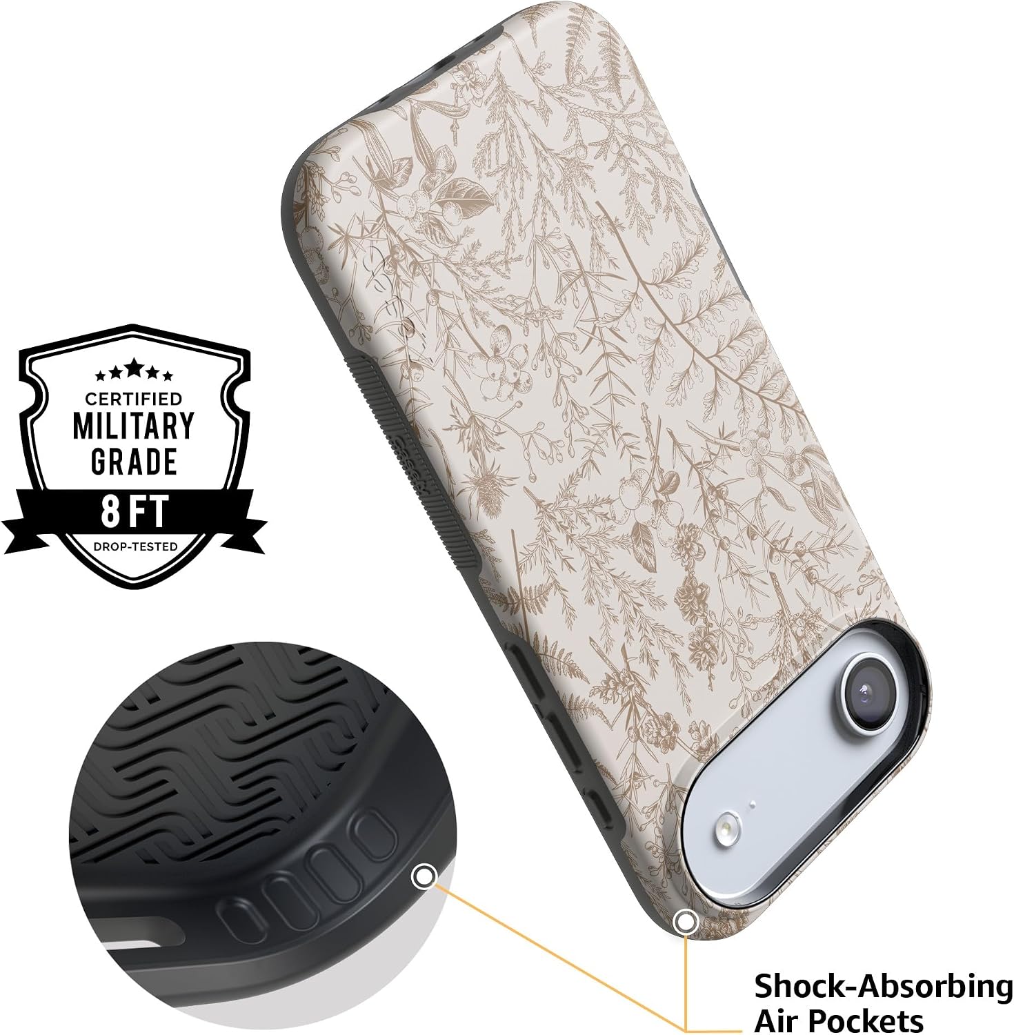Casely iPhone 17 Air Case | Beige Garden | Neutral Floral | Bold Protective Design | Compatible with MagSafe