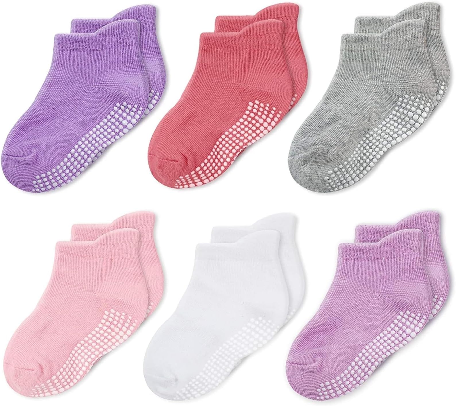 CozyWay Baby & Toddler Socks with Grippers Non Slip Ankle Grip Socks For Boys and Girls - Comfy Soft Cotton - 6 Pack