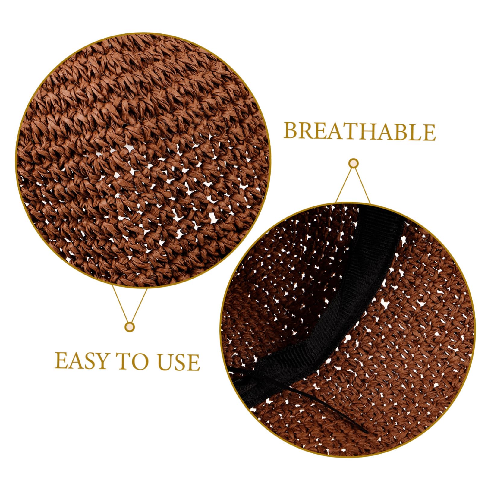 5 Pz Cappello di Paglia Intrecciato Cappello a Secchiello per Feste in Spiaggia da con Protezione Solare Estivo di Tessitura Papiro Brown