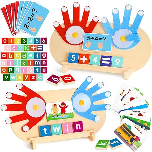 Juguetes Montessori de madera 2 en 1 para niños, bloques de conteo de números y juguetes de juego ABC para 3 a 5, juguetes educativos de aprendizaje