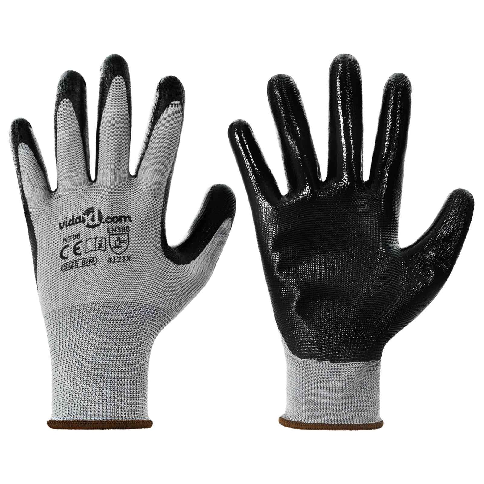 Homgoday Arbeitshandschuhe 24 pcs Grau und Schwarz 8 / m Polyester Arbeitshandschuhe Model42020703