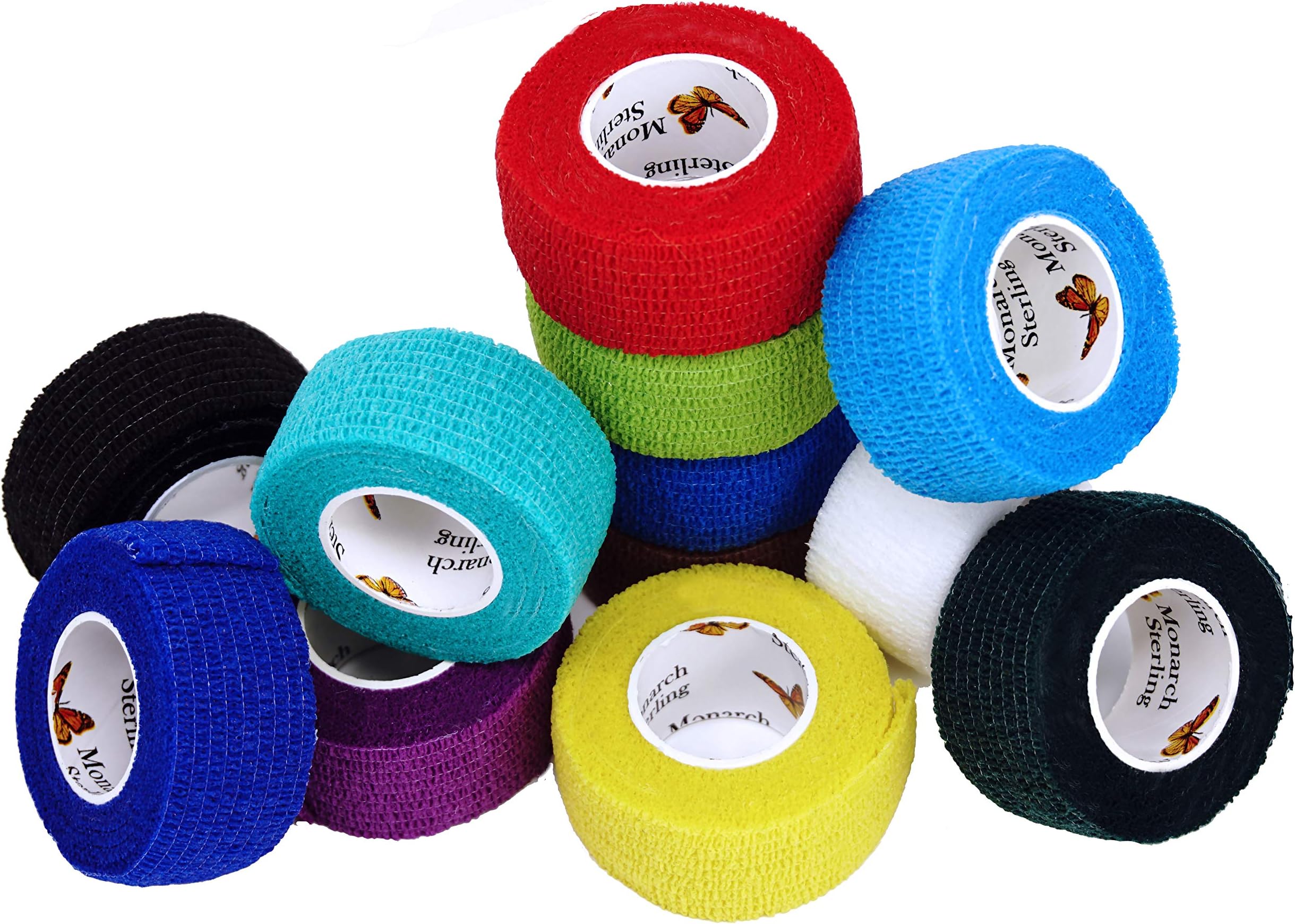 Elasti-Wrap 1 Inch Breathable, Latex Free, Self-Adherent, Self Adhesive Cohesive Bandage Vet Wrap Assorted Colors (12 Rolls)