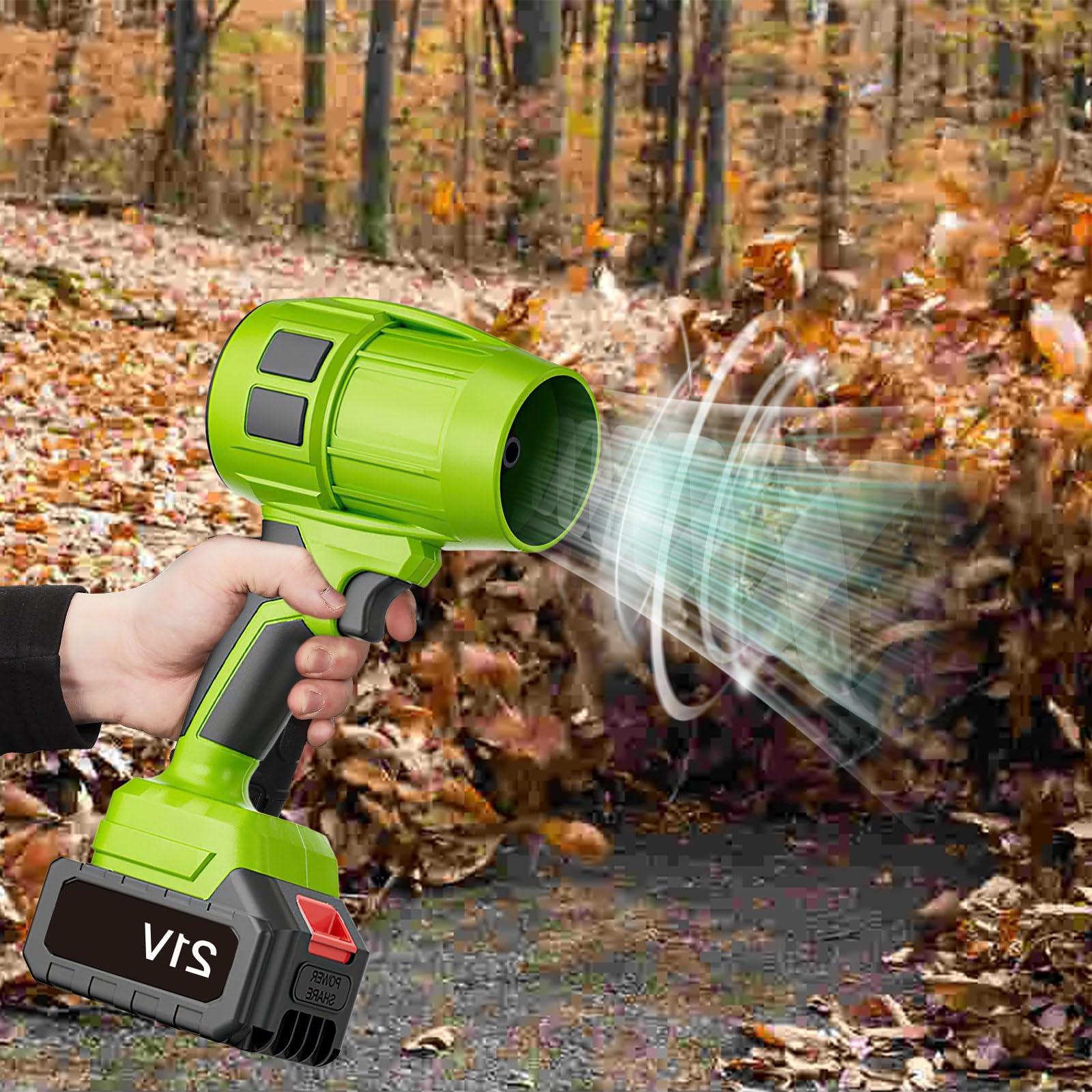 Souffleurs de Feuilles, Souffleur Électrique avec Batterie 1/2×21V et Chargeur, 130000rpm Souffleur Haute Puissance Multifonction pour Bulles de Feuilles,Voitures, Feuilles, Neige (1 Batterie)
