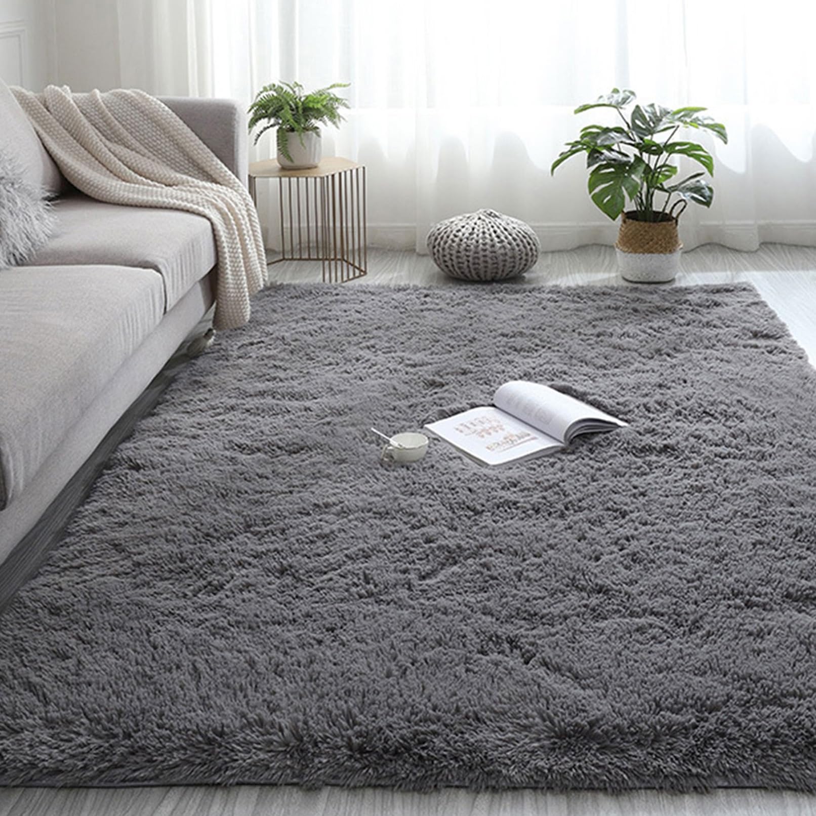 Chbin Dark Grey Soft 40 X 170 Cm Shaggy Rug Faux Fur Skid Mat Living Room Decor Rug Water Absorbent For Room Decor Kitchen Children Rooms Rugs,