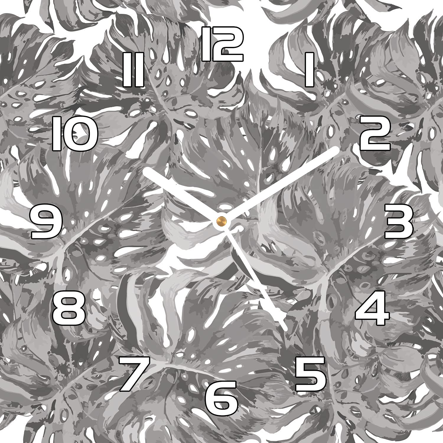 Horloge en verre de sécurité impression moderne feuille de palmier 30 cm