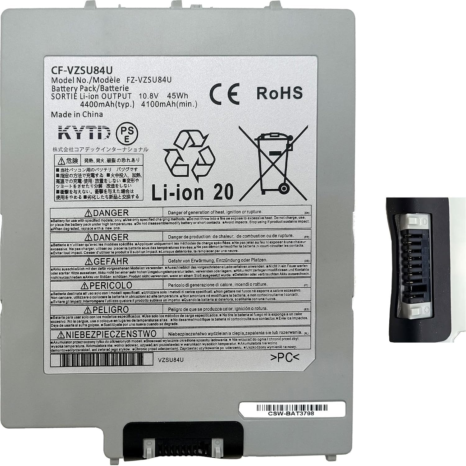 CF-VZSU84U FZ-VZSU84U Battery compatiable with for PANASONIC Tough-pad FZ-G1 Series Compatible Part Number FZ-VZSU84R FZ-VZSU84UR FZ-VZSU84A2U FZ-VZSU84A2K FZ-VZSU84A2R FZ-VZSU84AK（10.8V-45Wh