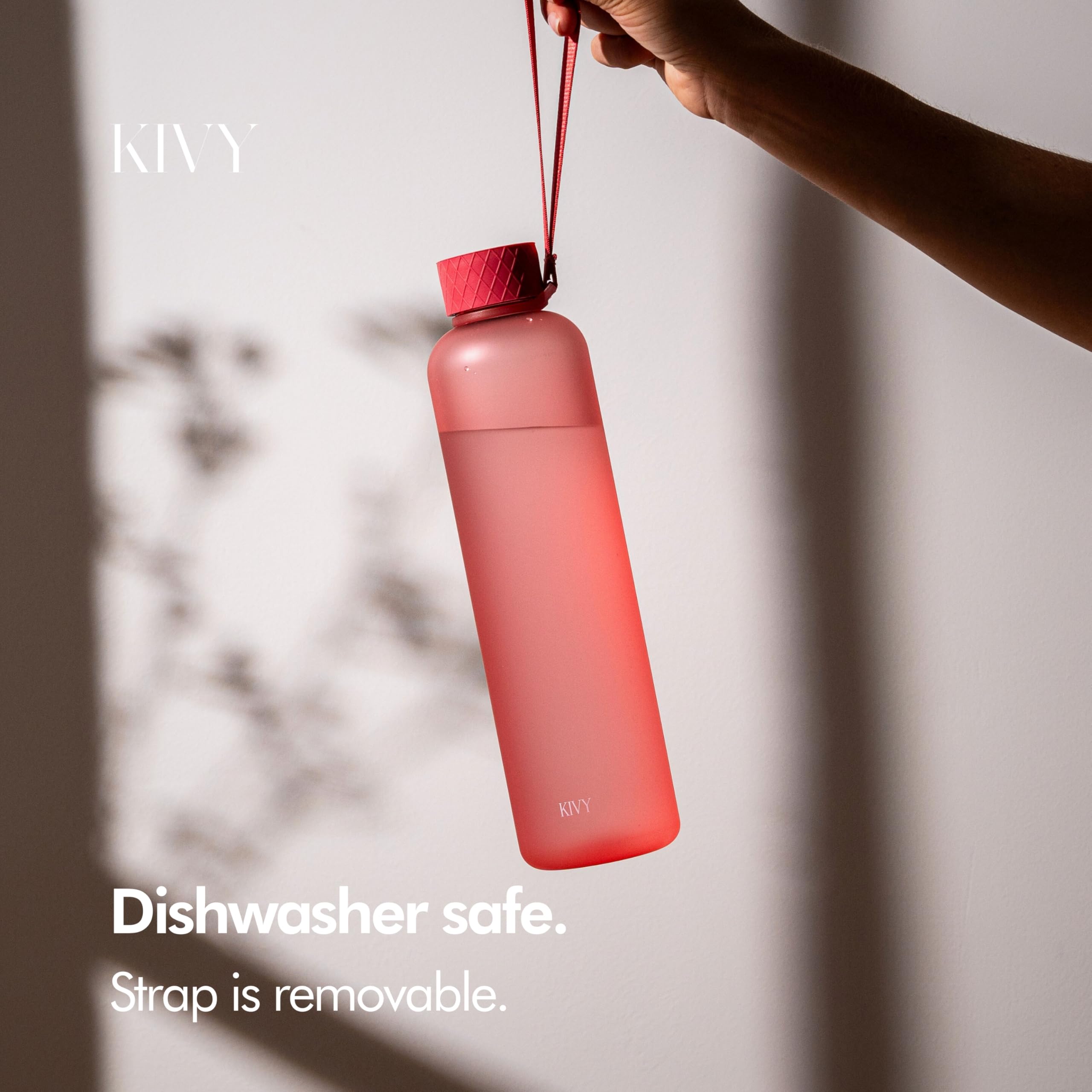 KIVY Borraccia 1 litro - Antigoccia e Antiurto – Perfetta per Sport, Scuola e Ufficio - Borraccia Palestra - Bottiglia 1 Litro - Bottiglia Acqua - Plastica Borracce Sportiva 1l - Senza BPA - Corallo