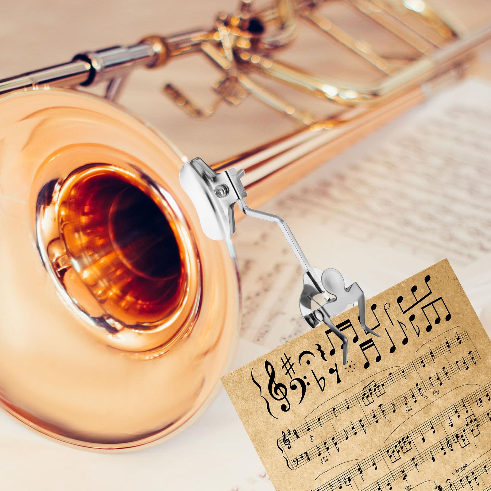 2pz Trombone Clip Musicale, Trombone Supporto per Spartiti Musicali da Marcia Clip in Metallo Accessori per Strumenti per Principianti che si Esercitano Nella Banda Musicale