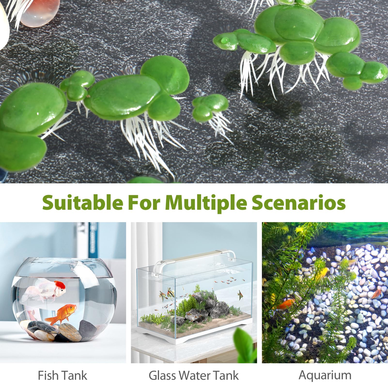 4paquetes Decoración Acuática Artificial De Plástico De Planta Flotante Simulada para Acuarios y Peceras Verde Natural