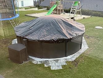 Planenfux® Poolabdeckung rund 550 cm (Für Ø 500-550cm Pools) | 2-in-1 ...