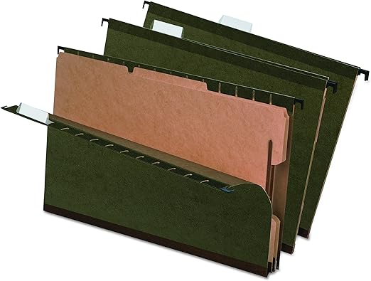 Pendaflex Gerecyclede hangende mappen, Letterformaat, Heldergroen, 1/5 gesneden, 25/BX (81610