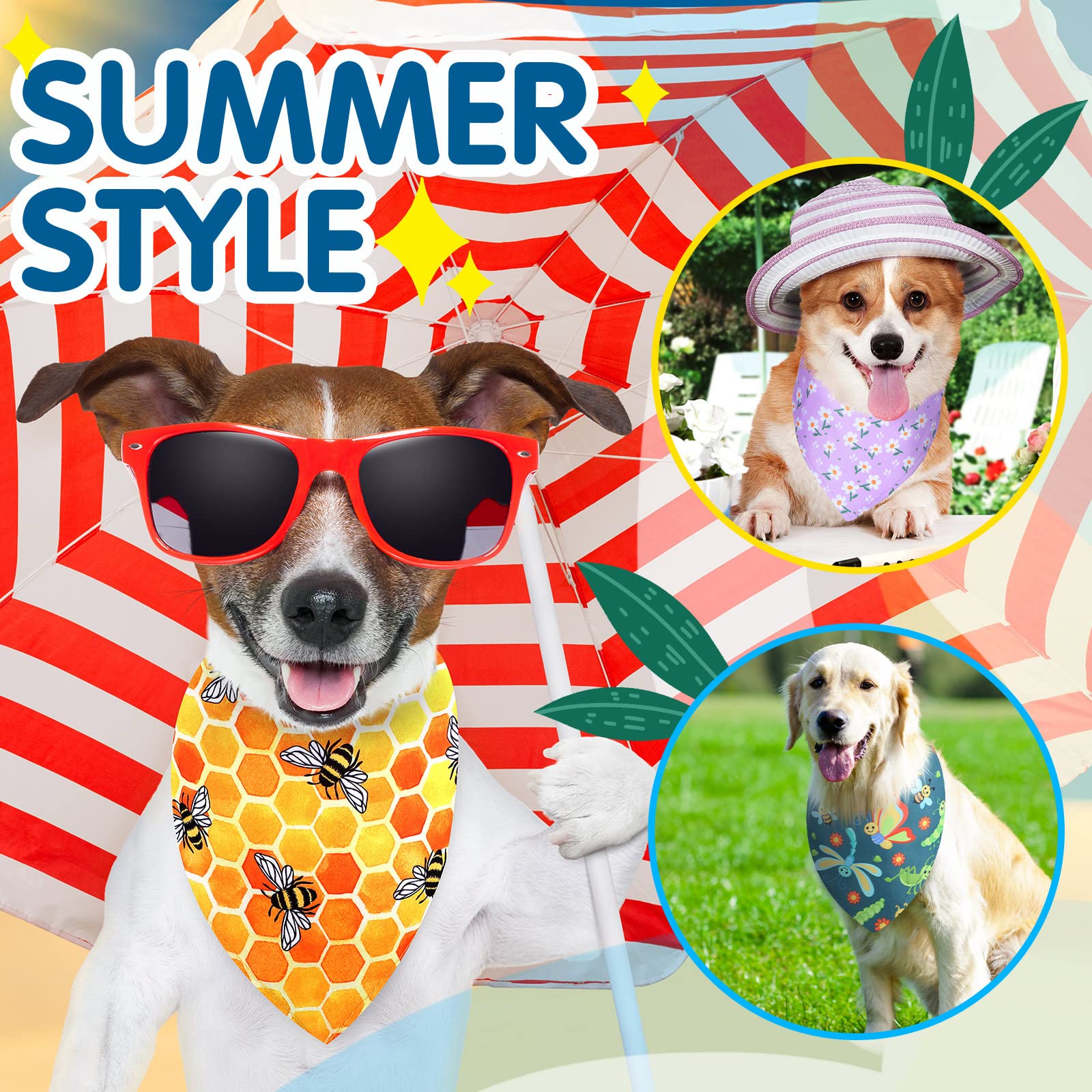 Eccliy Paquete de 30 bandanas de verano para perro, triangulares, suaves, de poliéster, para mascotas, lindos baberos con patrones de flores para tamaño pequeño, mediano y grande (flor, XL)